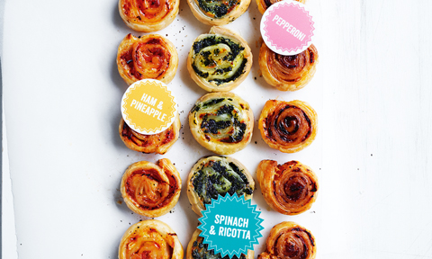 Three rows of baked scrolls 