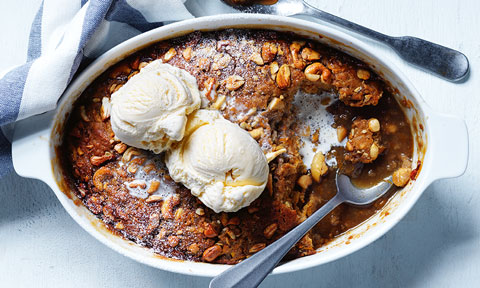 Pumpkin and caramel self-saucing pudding