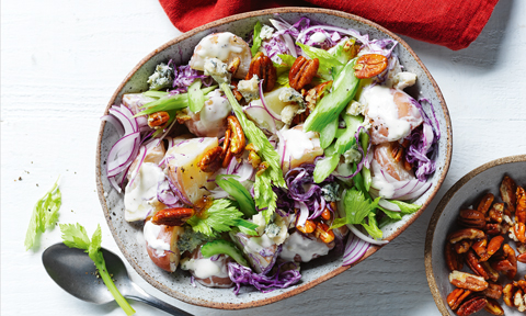 Potato, red cabbage and blue cheese salad