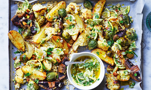 Curtis Stone's Roasted vegetables with lemon salsa