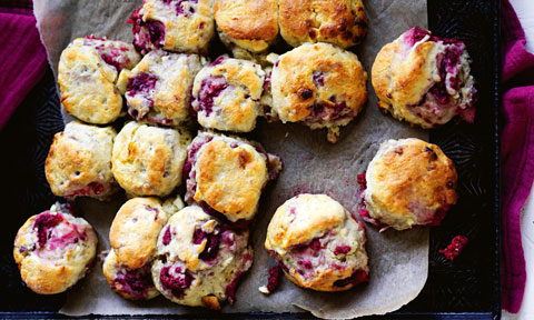 Five-ingredient raspberry & white chocolate scones
