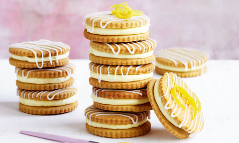 Ginger Spices Biscuits with Lemon Drizzle stacked on top of each other