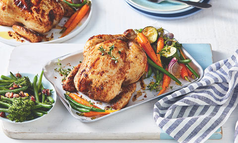 Spice-roasted chicken with vegetables