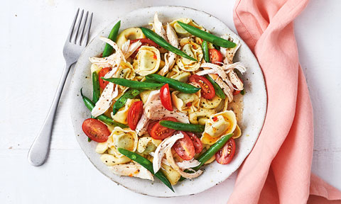 Warm chicken tortellini salad