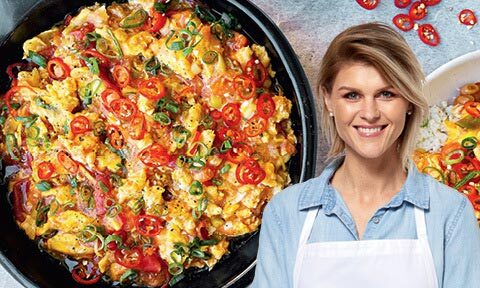 Courtney Roulston and her Chinese egg and tomato stir-fry with chilli