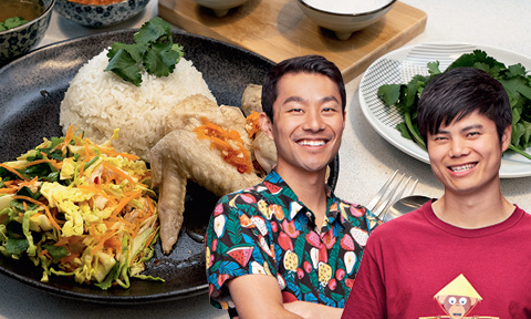 Thahn and Duncan and their Vietnamese coleslaw with poached chicken and fish sauce