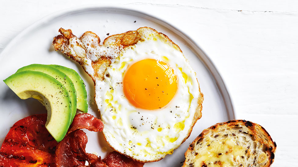 Fried egg with avocado and toast