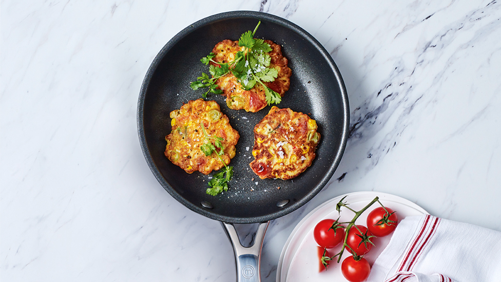 Fritters in frypan