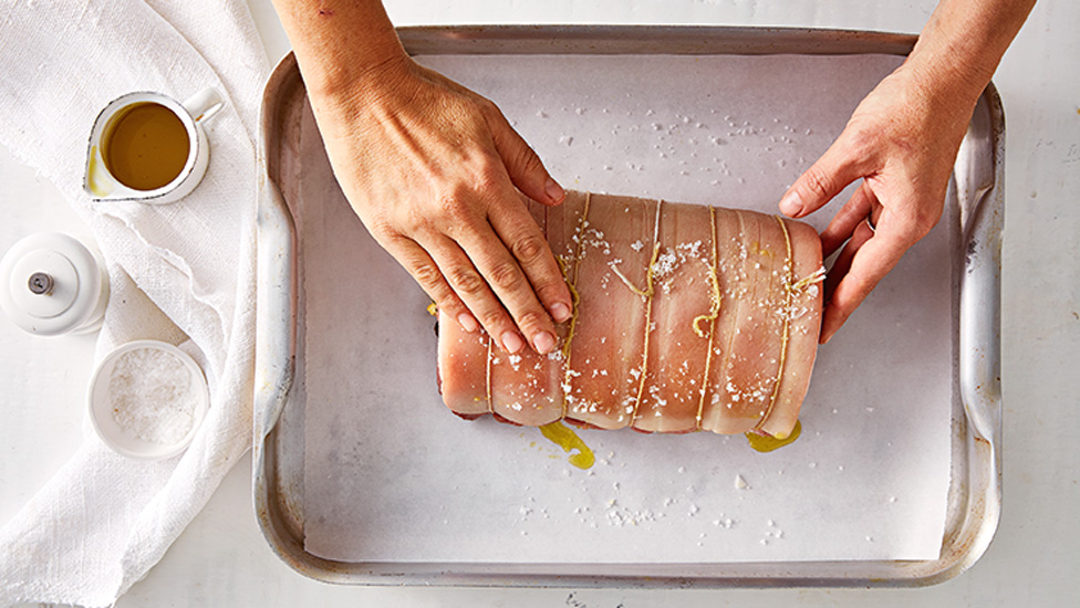 Rub a generous amount of salt all over the rind