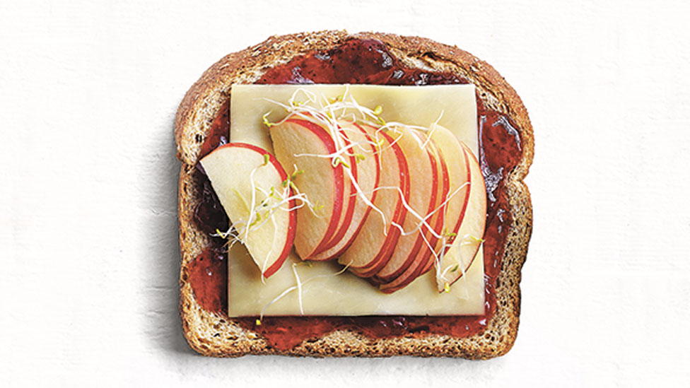 Sweet apple and cheese open sandwich