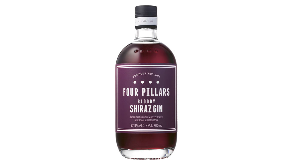A bottle of Four Pillars Bloody Shiraz Gin
