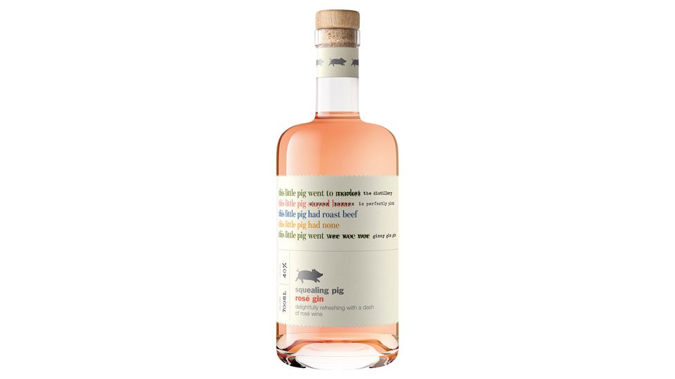 A bottle of Squealing Pig Rose Gin