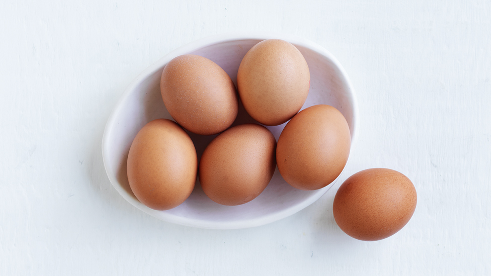 Six eggs in a bowl
