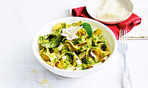 Pasta served with herbs