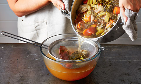 Strain the chicken and vegetables