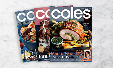Coles magazines on a kitchen bench