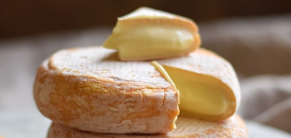 A stack of milawa cheese company's king river gold
