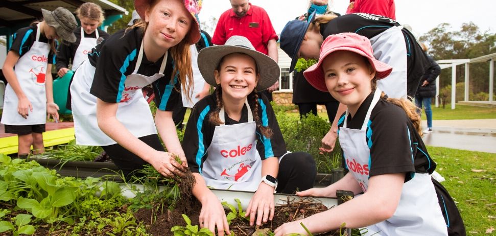Students from Margaret River Independent School gardening