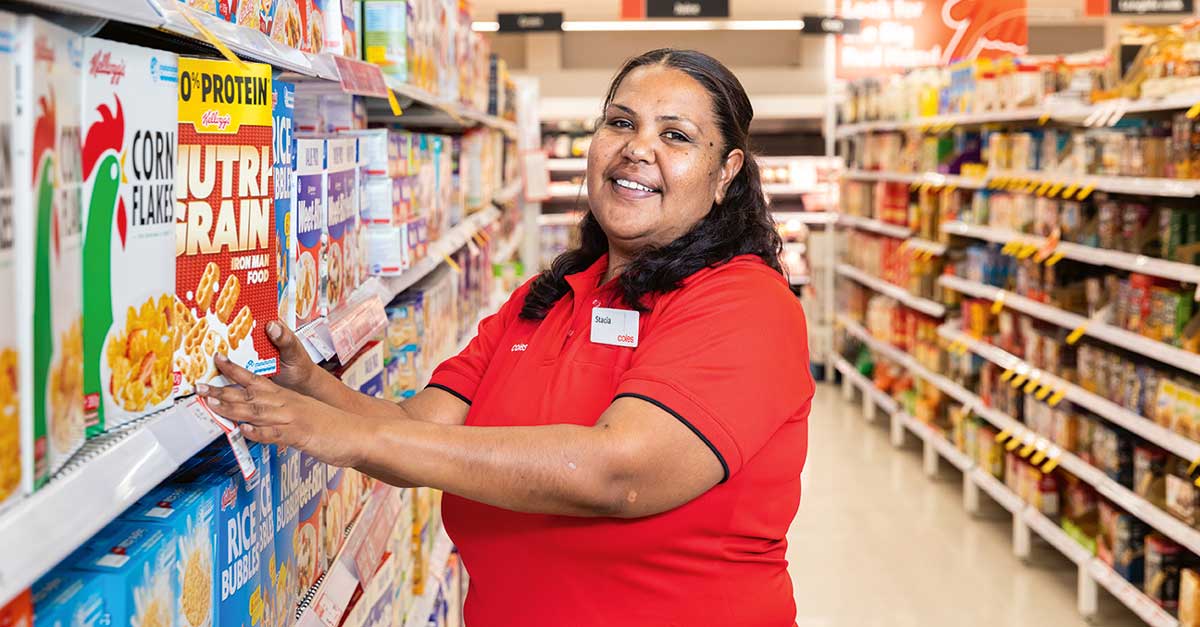 Staff working at Coles